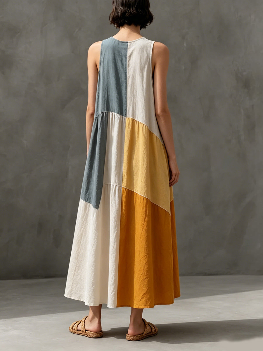 Women's Simple Color-block Sleeveless Dress