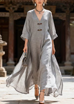 Casual And Cozy Extra-long Linen And Cotton Dress