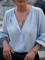 Effortless Elegance Lantern Sleeve Button-up Shirt