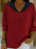 Retro Sailor Collar Color-blocked Sweater