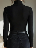 Sexy Sheer Mesh Mock-neck Knitted T-shirt