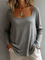 Women's Square-neck Long-sleeve Top