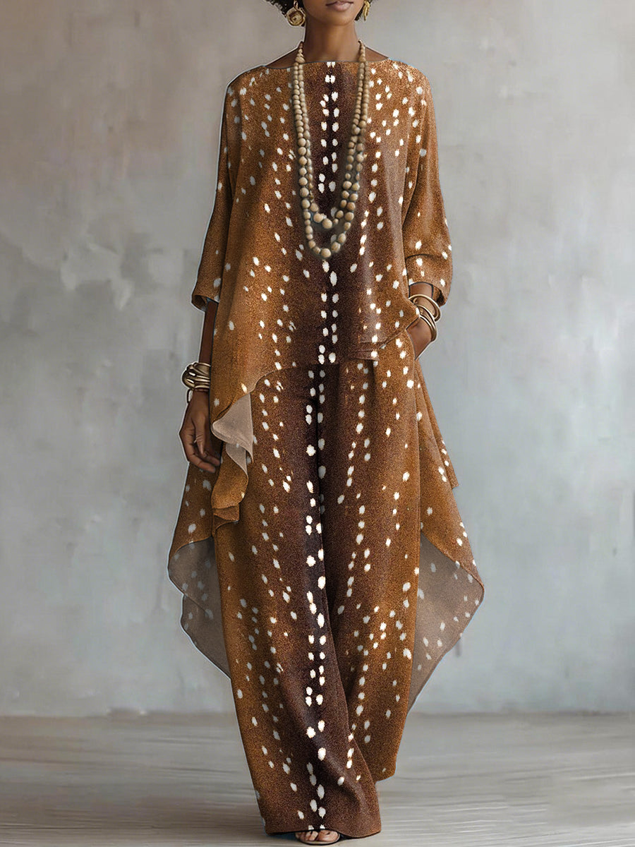 Elegant Polka Dots Print Two-piece Set
