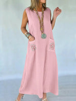 Women's Cozy Linen And Cotton Sleeveless Dress