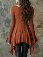 Bohemian Knitted Top With Irregular Hem