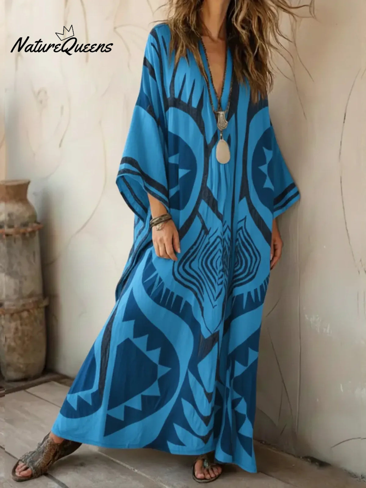 Women's Geometric Print Long Vacation Dress