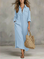 Women's Casual Long-sleeved 100% Cotton Dress