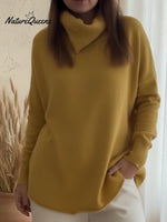 Casual Scarf Collar Solid Color A-line Sweater Top