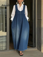 Women's Sleeveless Casual Loose Denim Vest Dress