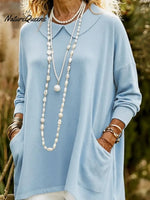 Retro Peter Pan Collar Irregular Hem Sweater Pullover