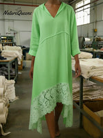 Women's Romantic And Flowing Lace Linen Dress