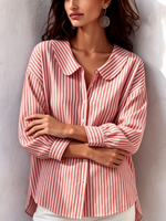 Retro Cozy Peter Pan Collar Striped Shirt