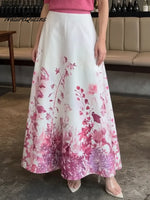 Women's colorful floral print A-line skirt