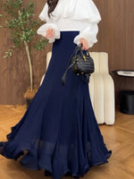 Elegant Petal Hem Stretchy Maxi Skirt