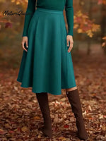 Women's Solid Color High-waisted Casual Loose A-line Skirt
