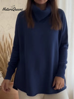 Casual Scarf Collar Solid Color A-line Sweater Top