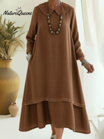 Vintage Peter Pan Collar Double-layered Hem Denim Dress