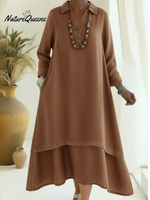 Casual Polo Collar Double-layered Hem Denim Dress