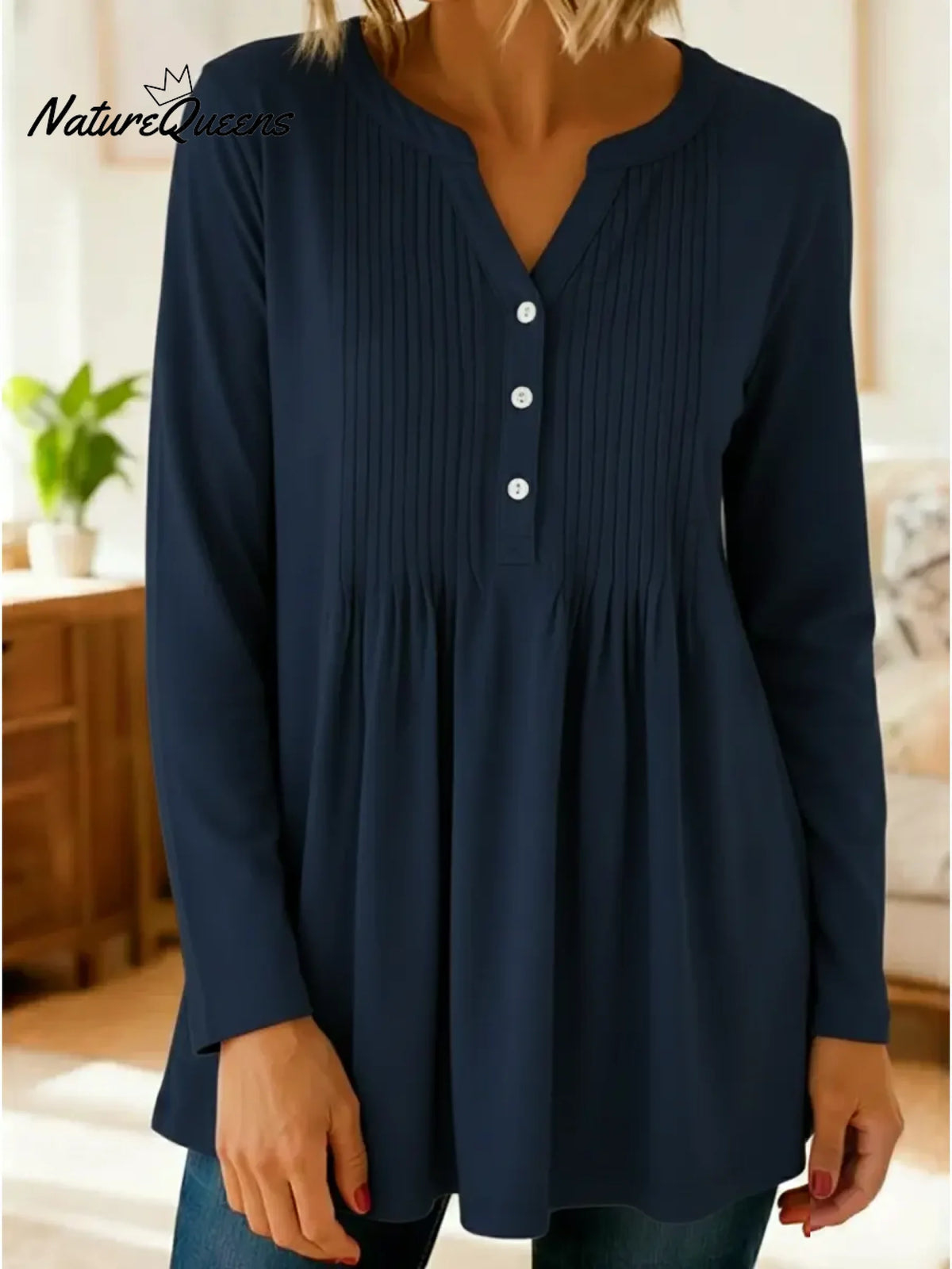 Women's Cozy Stretchy Knitted Pleated Cotton Top