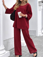 Stylish Cozy Shirt & Wide-leg Pants Linen Cotton Two-piece Set