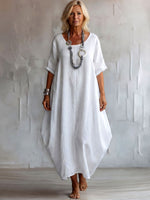 Bohemian Silhouette Design Two-way Cotton-linen Dress