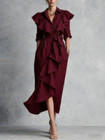 Ruffle Tie Linen Shirt Dress