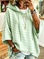 Relaxed-fit Casual Striped Cotton Hoodie
