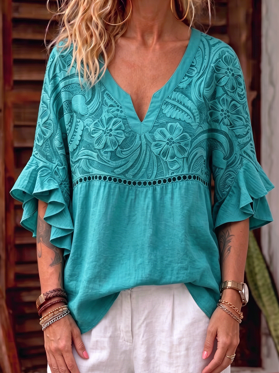 Casual Plaid Cotton Blouse