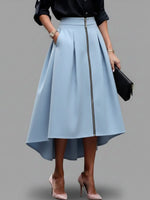 Women's Solid Color High-waisted Casual Loose Cotton Skirt