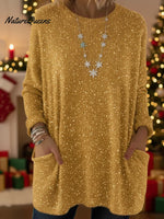 Christmas Sparkling Loose Pocket Pullover Sweater