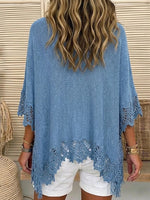 Women's Casual Hollow Lace Decorative Knit Pullover