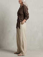 Women's Simple Design Cotton And Linen Set
