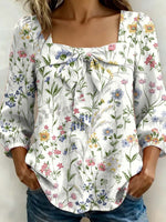 Women's Floral Art Print Casual Stylish Cotton Shirt