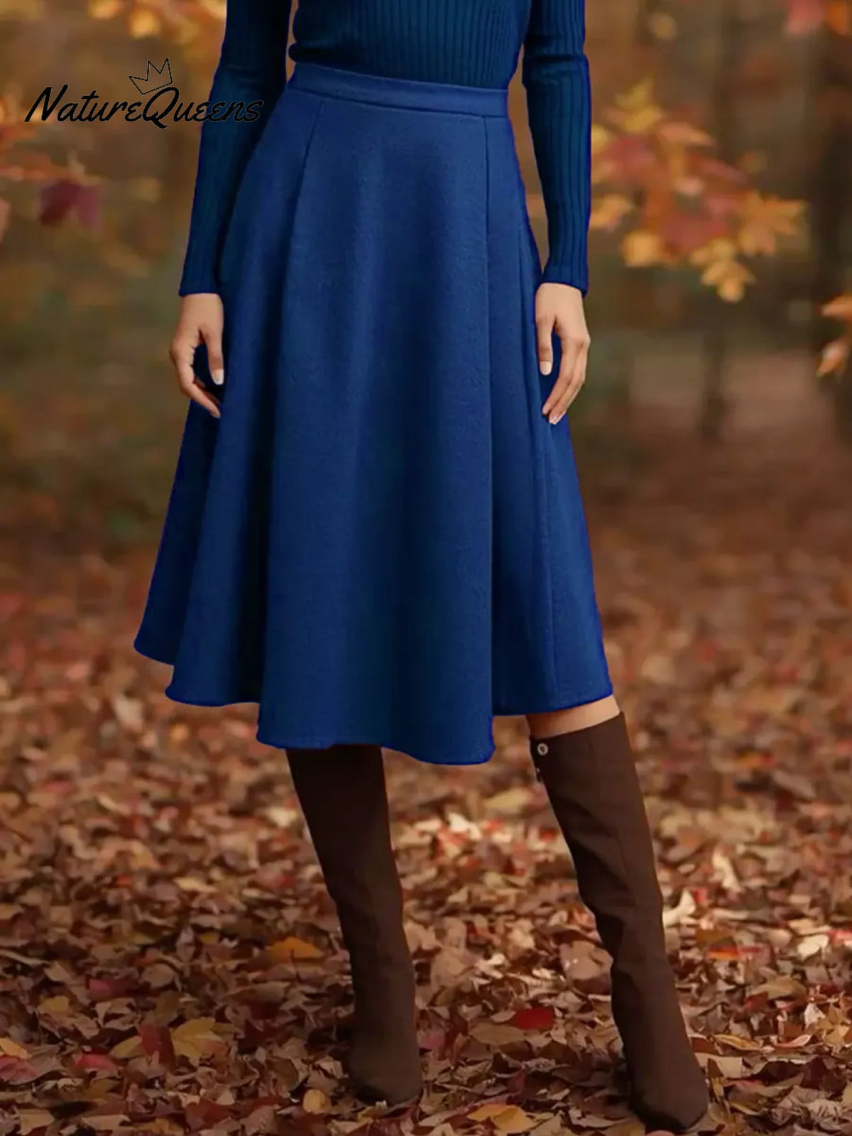 Women's Solid Color High-waisted Casual Loose A-line Skirt