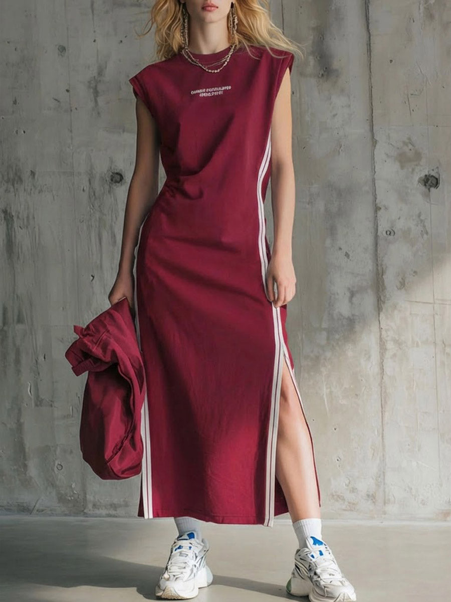 Women's Round Neck Sleeveless Loose-fitting Casual Cotton Dress