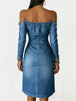 Women's Strapless Long-sleeved Casual Slim-fit Denim Dress