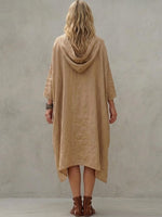 Loose-fit Casual Linen And Cotton Hooded Dress