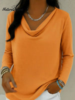Retro Cowl-neck Cozy Pullover Top