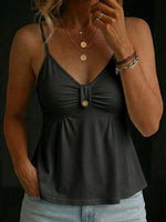 Women's V-neck Button-front Spaghetti Strap Top