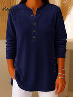 Women's Solid Color V-neck Long-sleeved Velvet Top