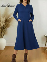 Women's Cozy Long-sleeved Cotton Dress
