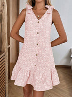 Women's V-neck Bow Strap Button Jacquard Sweet Dress