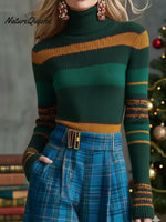 Women's Cozy Striped Turtleneck Sweater