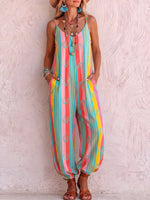 Boho Striped Loose-fit Drapey Jumpsuit
