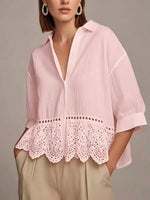 French-style Gentle Lace-trimmed Shirt