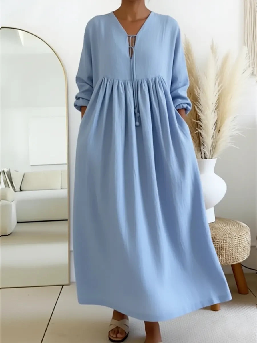 Women's Loose-fitting Linen And Cotton Dress