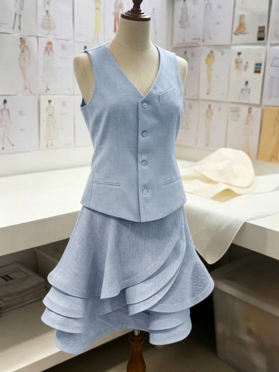 Artistic Cut Elegant Cotton-linen Suit Vest