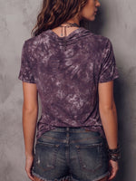 Boho Sexy Tie-dye Cowl-neck Cotton Shirt