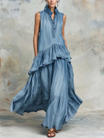 Women's Vintage Ruffled Maxi Dress