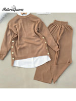 Women's Comfortable Pullover Sweater And Pants Two-piece Set